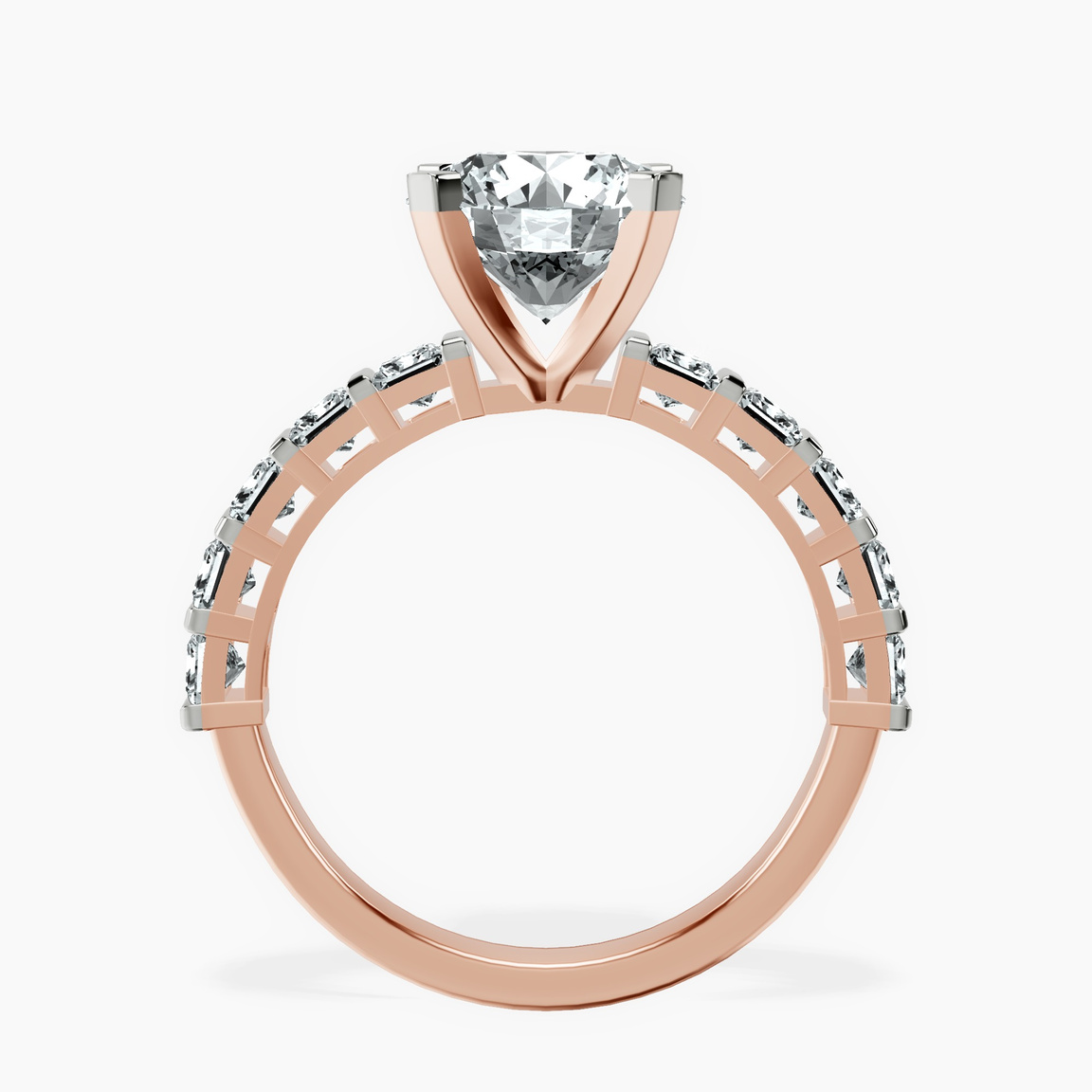 10kt Rose Gold Keziah Side Stone Princess Lab Diamond Ring side right image one