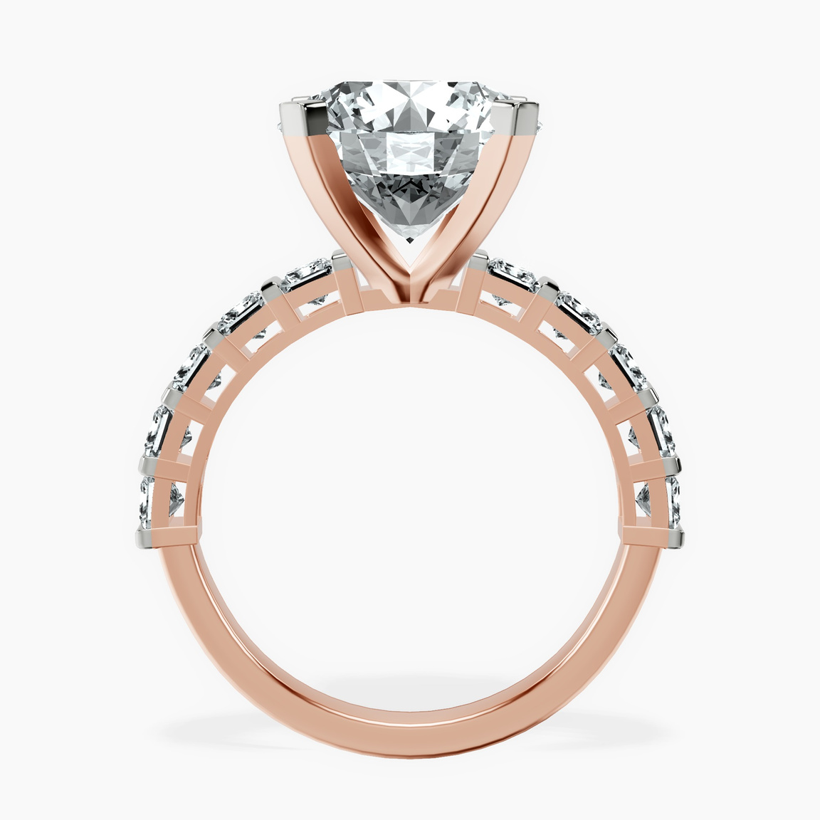 10kt Rose Gold Keziah Side Stone Princess Lab Diamond Ring side right image one