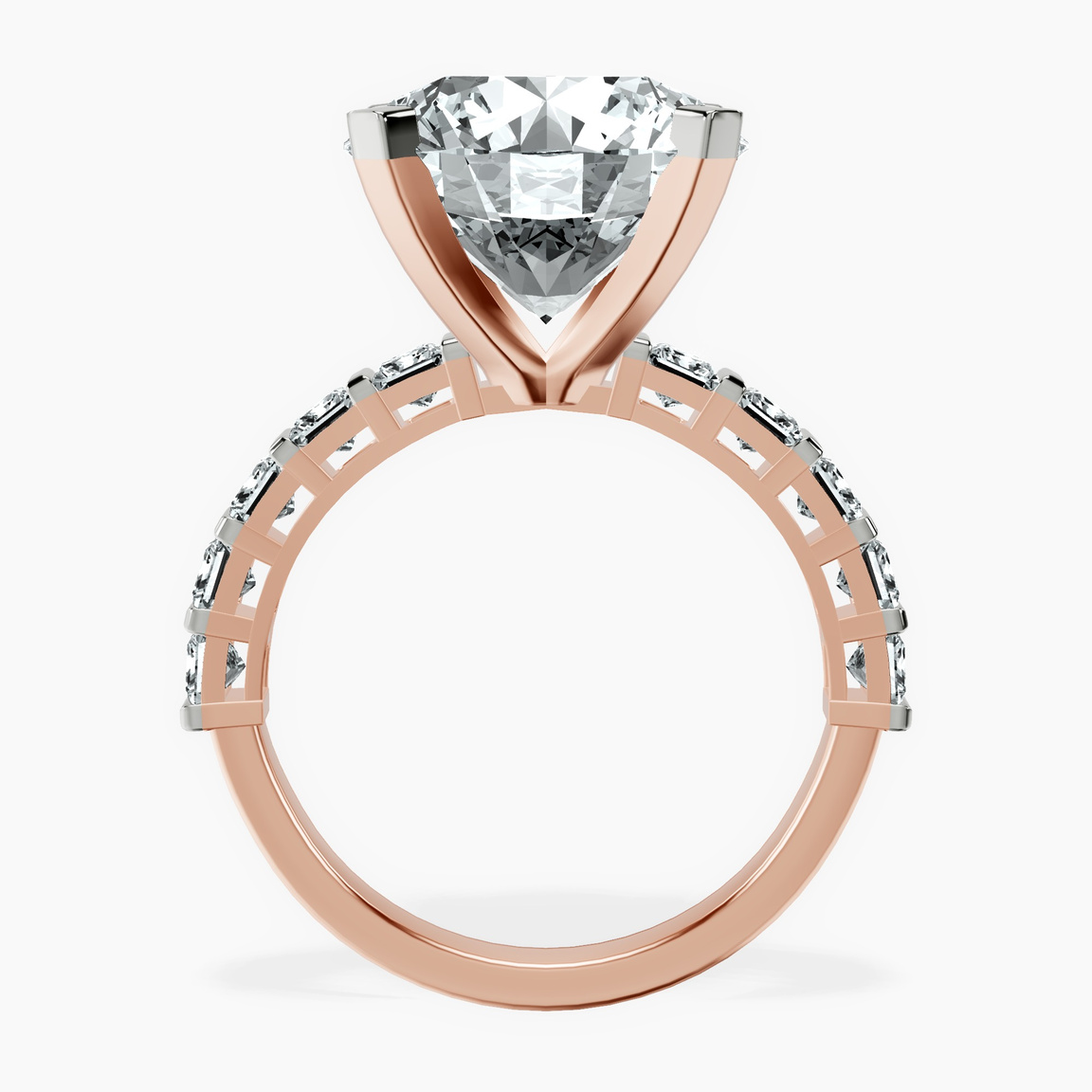 10kt Rose Gold Keziah Side Stone Princess Lab Diamond Ring side right image one