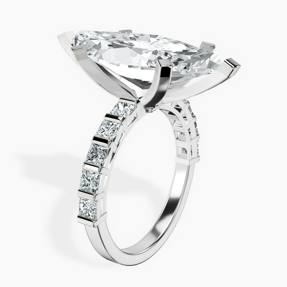 Platinum Keziah Side Stone Princess Lab Diamond Ring standing product image one