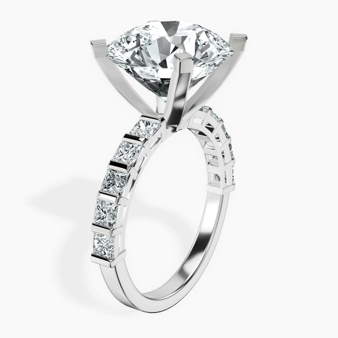 18kt White Gold Keziah Side Stone Princess Lab Diamond Ring standing product image one