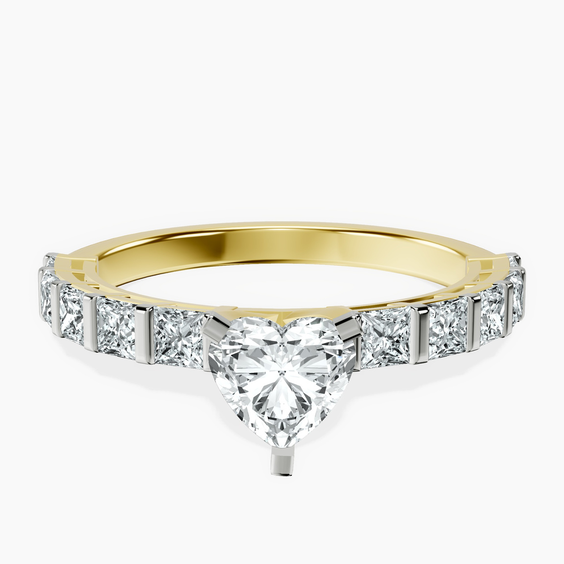 18kt Yellow Gold Keziah Side Stone Princess Lab Diamond Ring front image