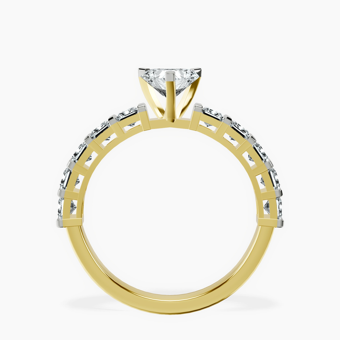 18kt Yellow Gold Keziah Side Stone Princess Lab Diamond Ring side right image one