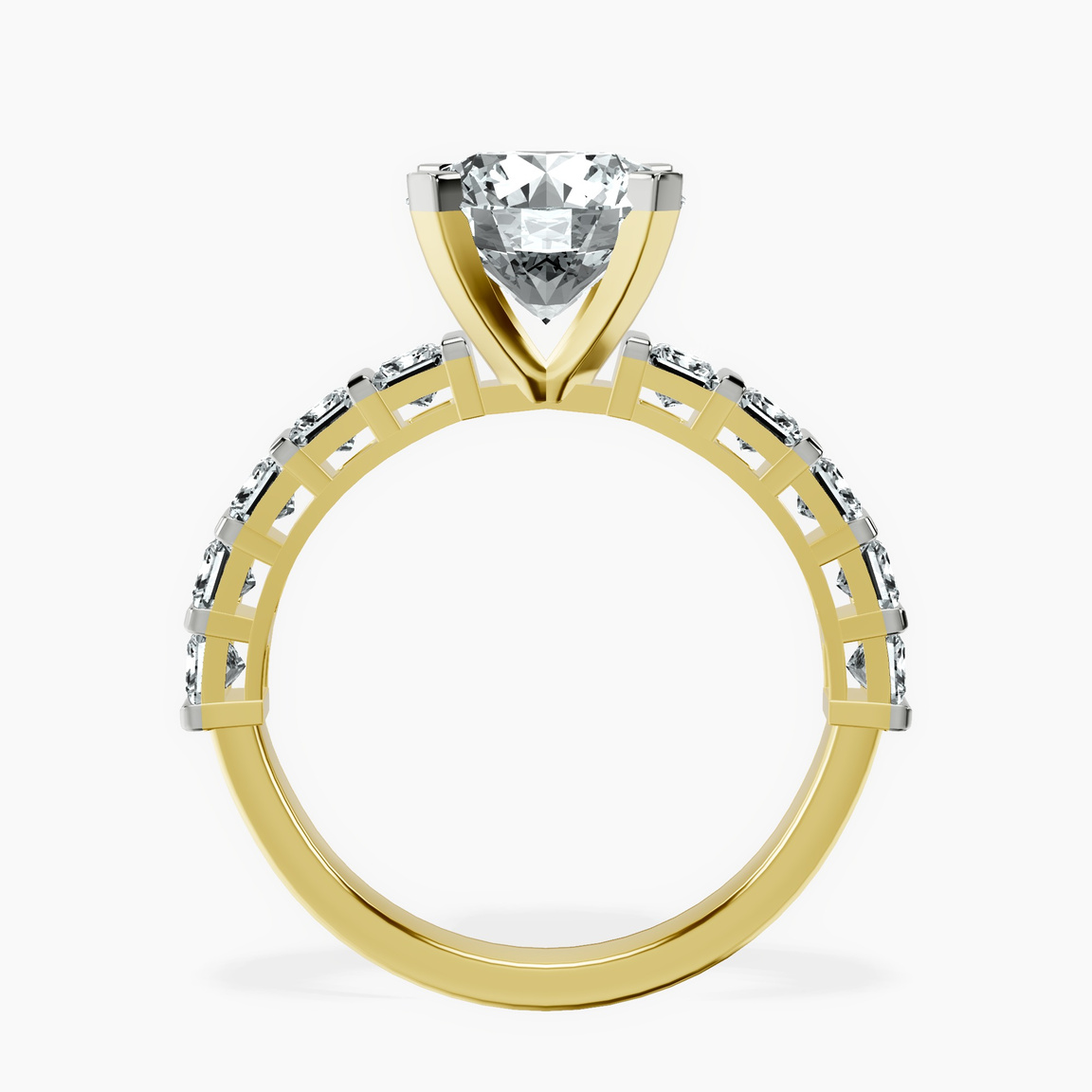 14kt Yellow Gold Keziah Side Stone Princess Lab Diamond Ring side right image one