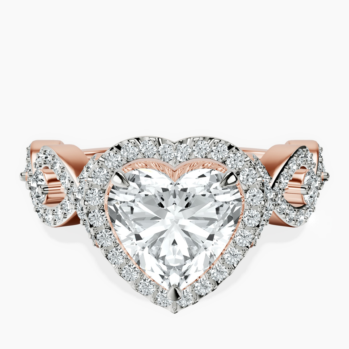 10kt Rose Gold Prestigia Criss Cross Halo Lab Diamond Ring front image