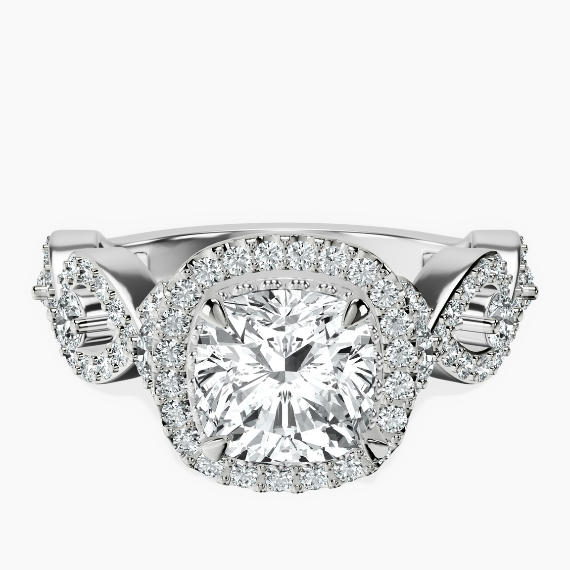 Platinum Prestigia Criss Cross Halo Lab Diamond Ring front image