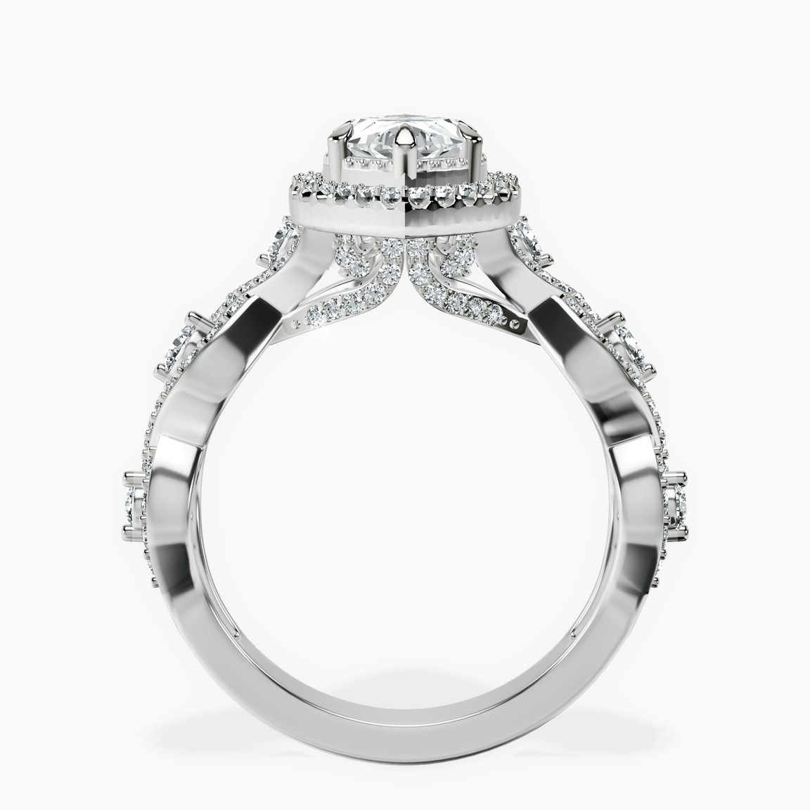 Platinum Prestigia Criss Cross Halo Lab Diamond Ring side right image one