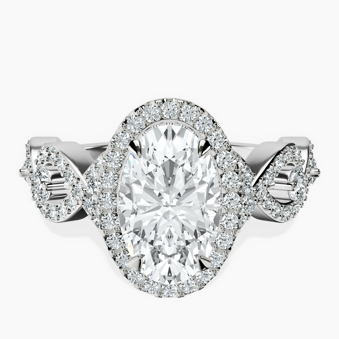 Platinum Prestigia Criss Cross Halo Lab Diamond Ring front image