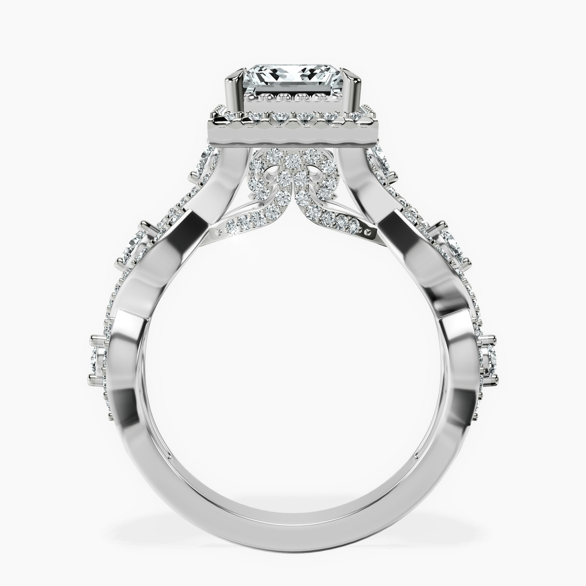 Platinum Prestigia Criss Cross Halo Lab Diamond Ring side right image one