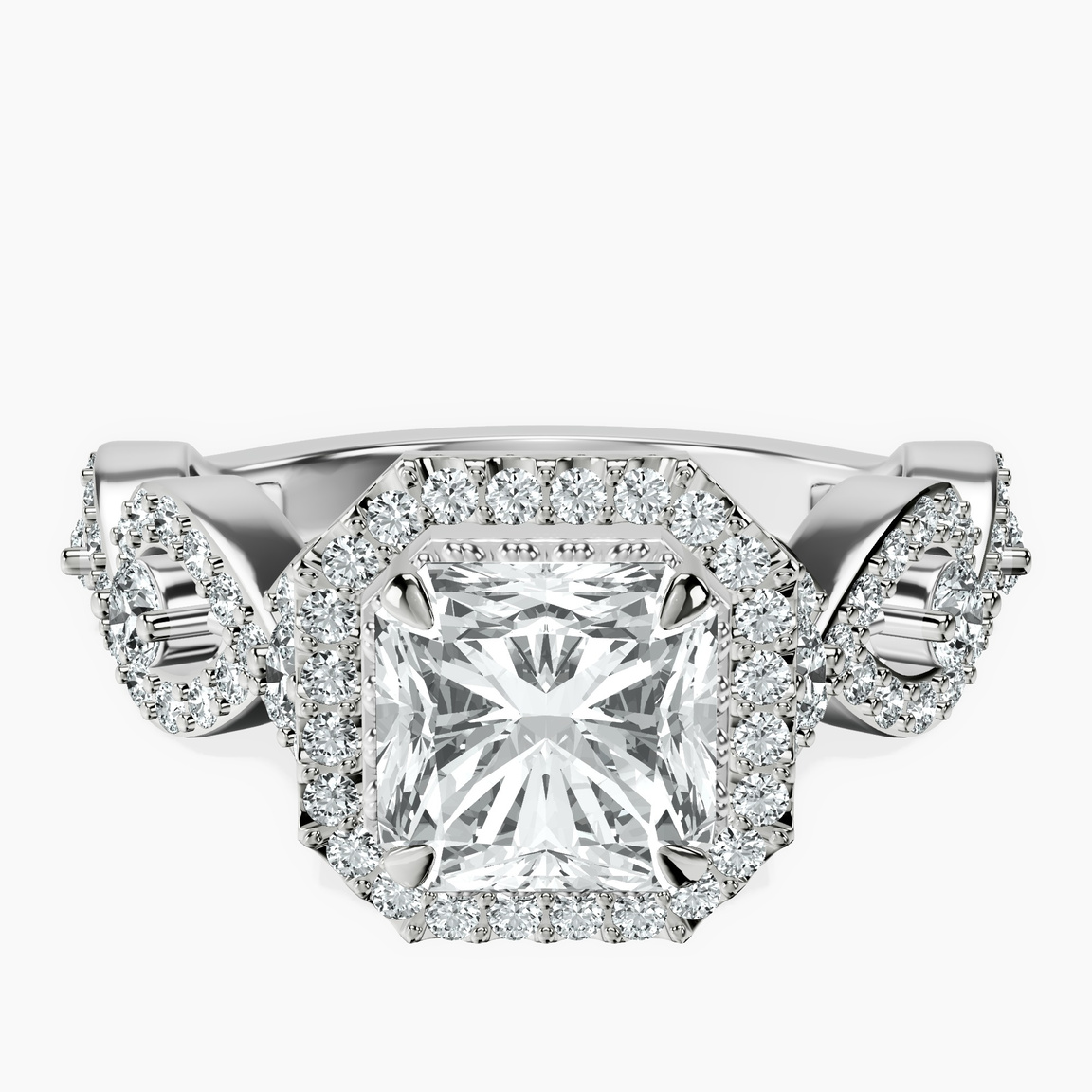 Platinum Prestigia Criss Cross Halo Lab Diamond Ring front image