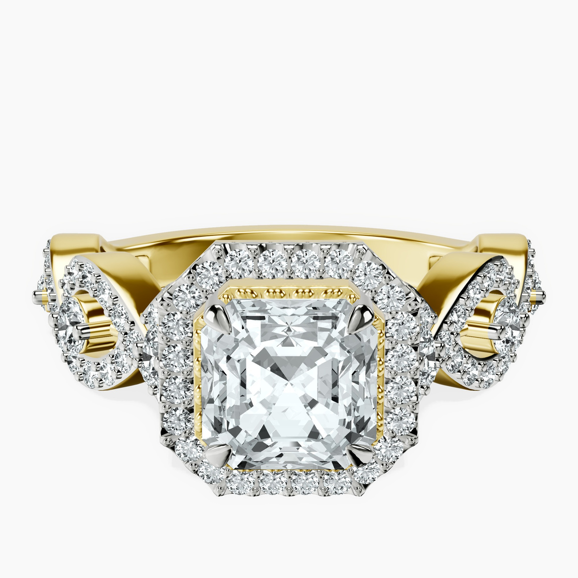 10kt Yellow Gold Prestigia Criss Cross Halo Lab Diamond Ring front image
