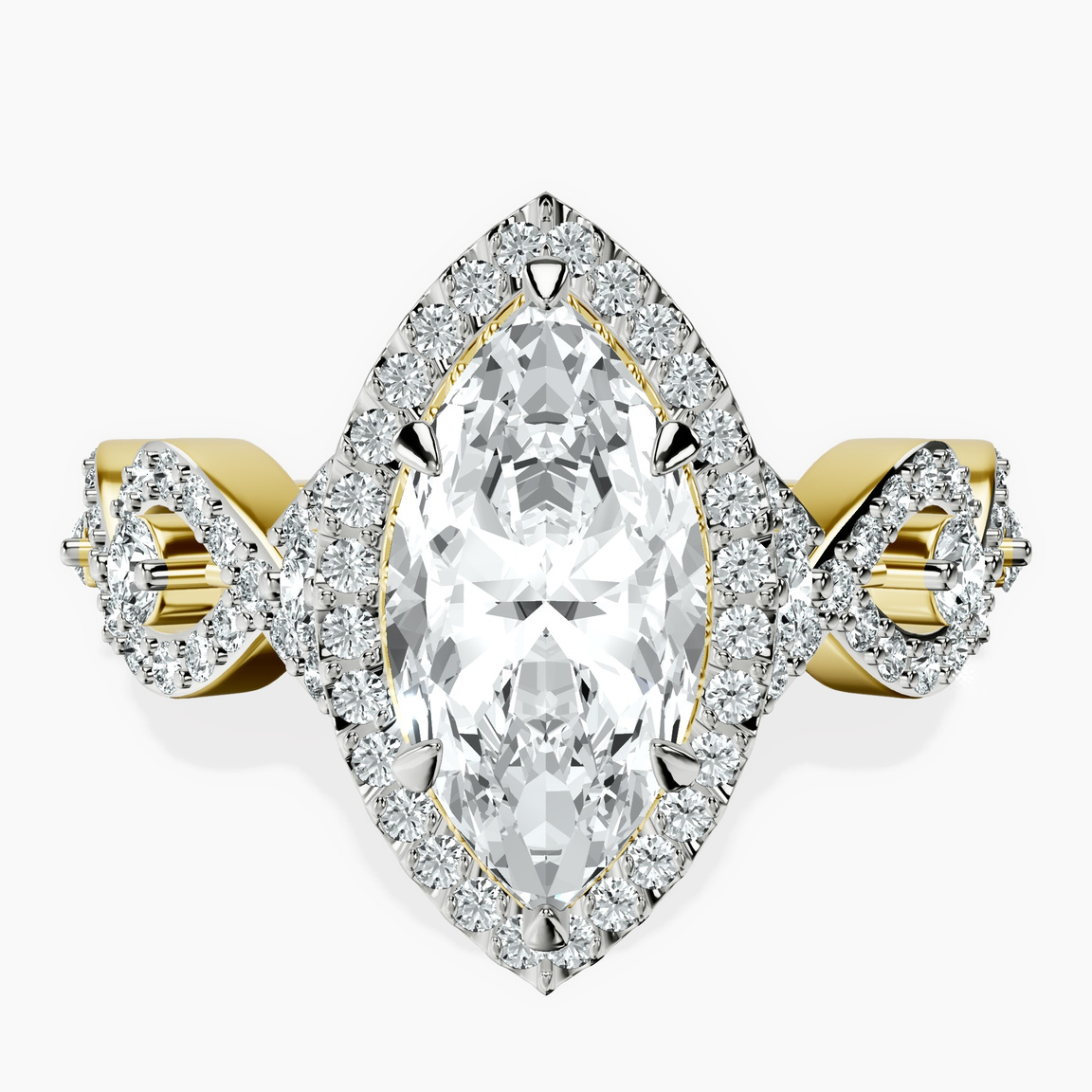 10kt Yellow Gold Prestigia Criss Cross Halo Lab Diamond Ring front image