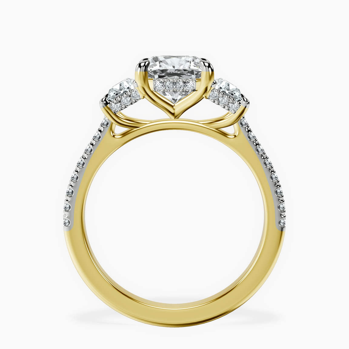 9ct Yellow Gold Lavinia Three Stone Trapezoid Lab Diamond Ring side right image one