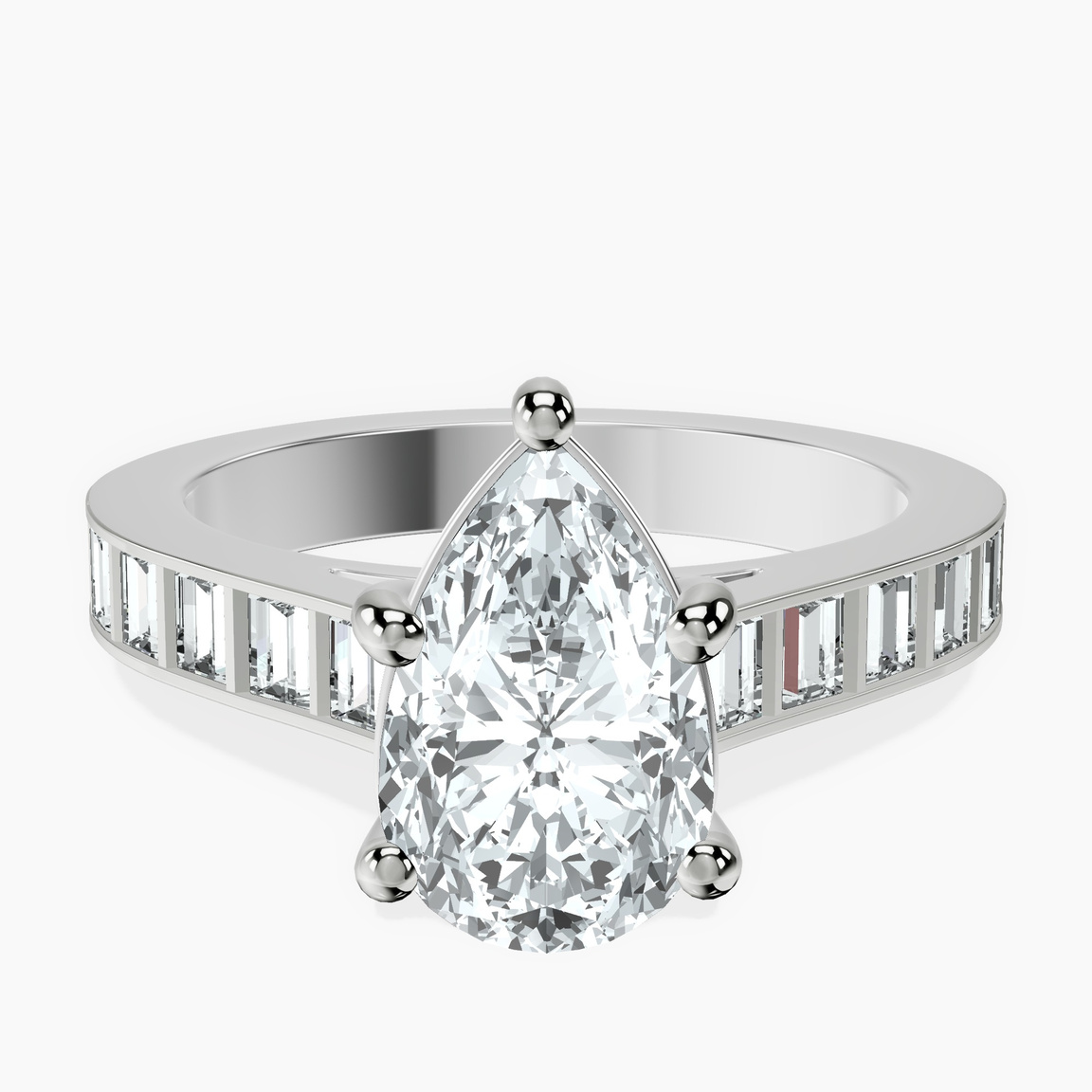 14ct White Gold Irene Side Stone Lab Diamond Ring front image