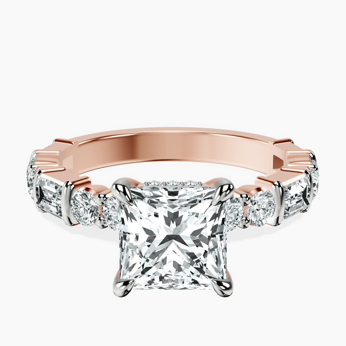14kt Rose Gold Enchanted Bliss Side Stone Lab Diamond Ring front image