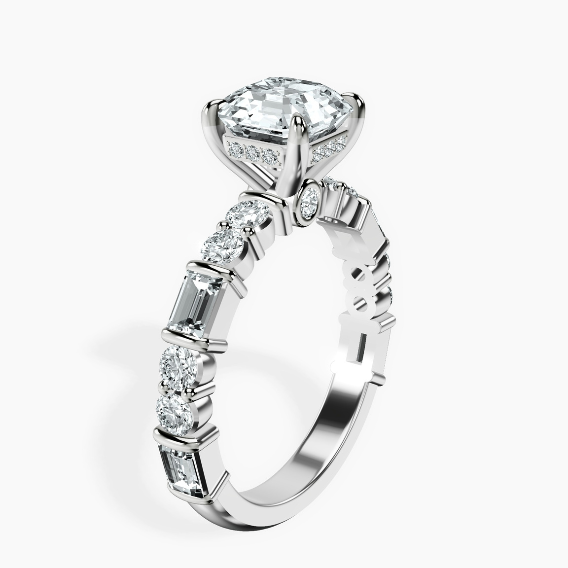 9ct White Gold Enchanted Bliss Side Stone Lab Diamond Ring standing product image one