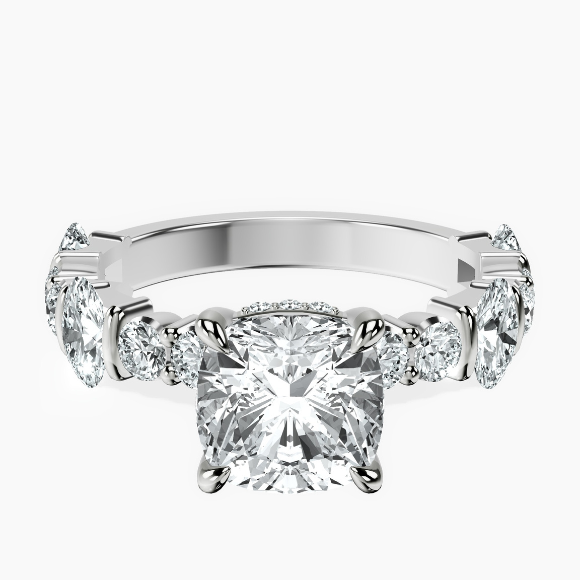 14ct White Gold Enchanted Bliss Side Stone Lab Diamond Ring front image