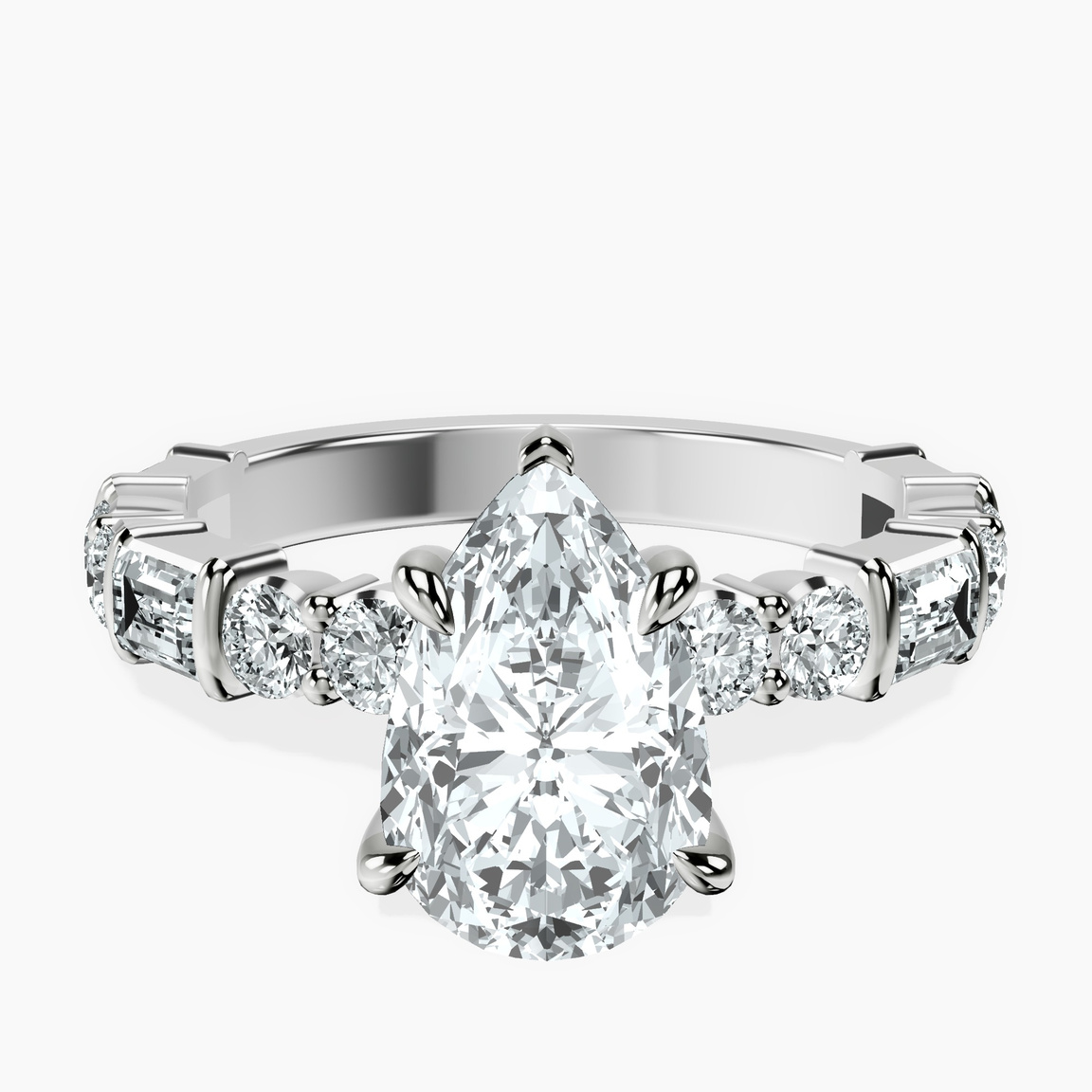 14ct White Gold Enchanted Bliss Side Stone Lab Diamond Ring front image