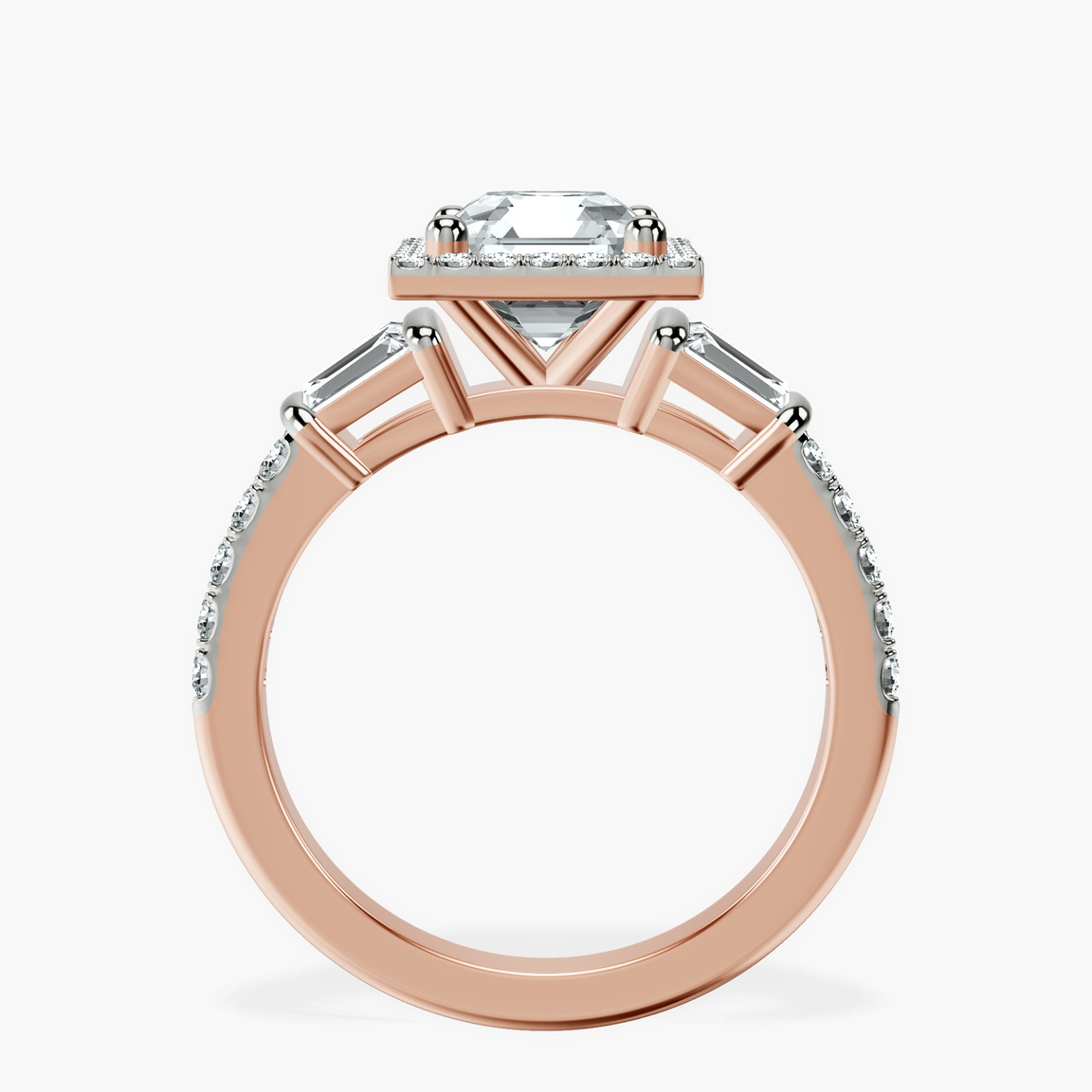 10kt Rose Gold Liora Cascade Halo Lab Diamond Ring side right image one