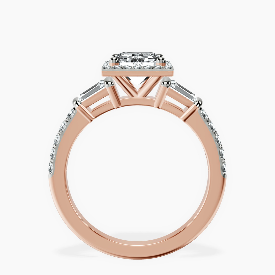 18ct Rose Gold Liora Cascade Halo Lab Diamond Ring side right image one