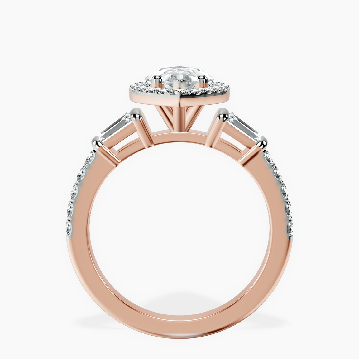 14kt Rose Gold Liora Cascade Halo Lab Diamond Ring side right image one