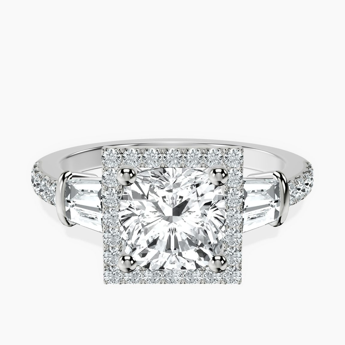 Platinum Liora Cascade Halo Lab Diamond Ring front image