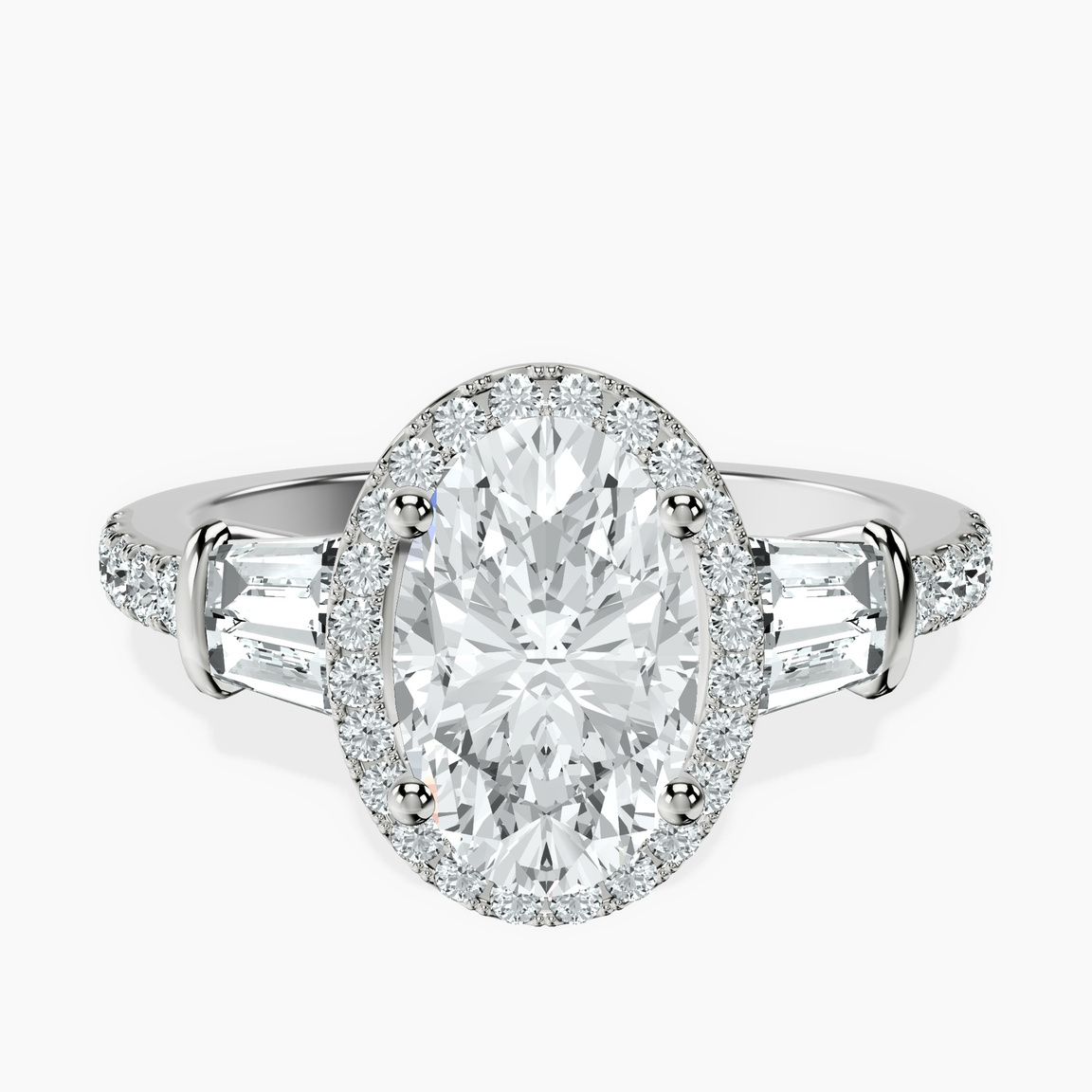 14kt White Gold Liora Cascade Halo Lab Diamond Ring front image