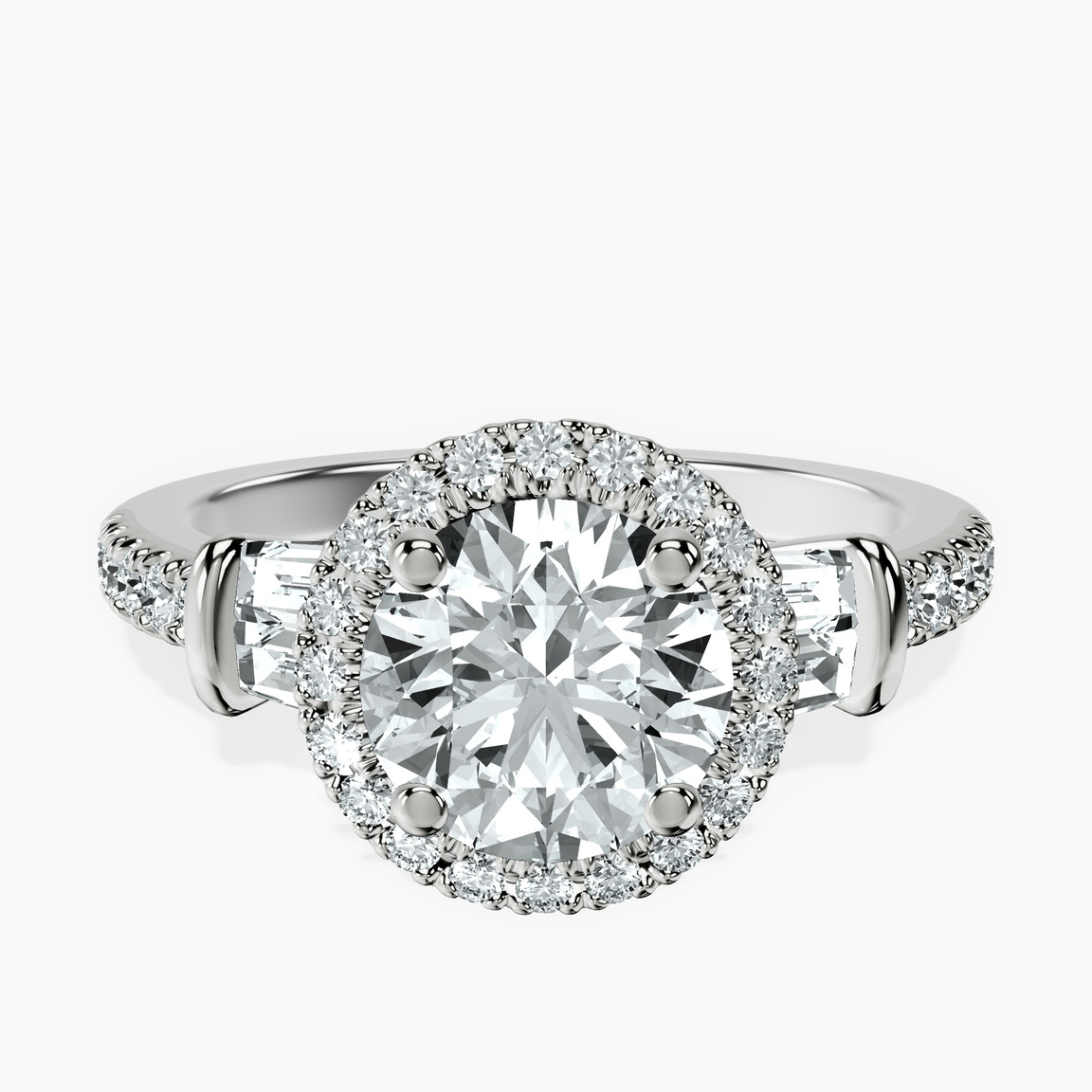 10kt White Gold Liora Cascade Halo Lab Diamond Ring front image