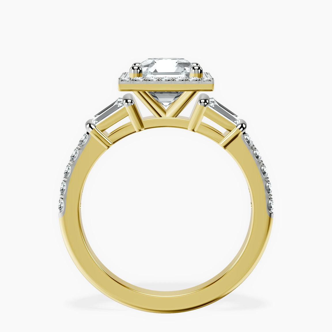 14kt Yellow Gold Liora Cascade Halo Lab Diamond Ring side right image one