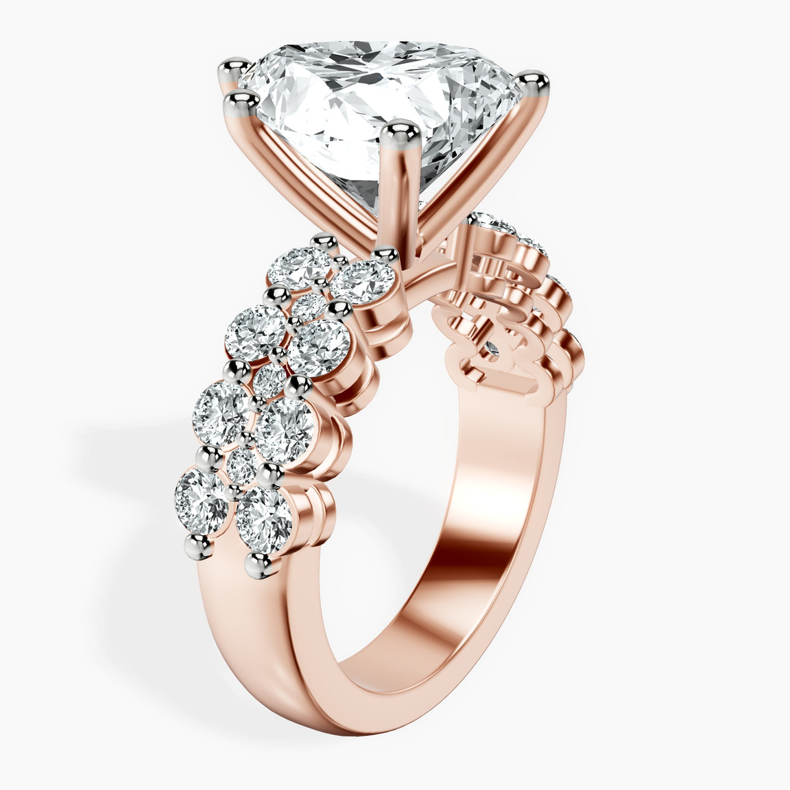 18kt Rose Gold Twilight Side Round Lab Diamond Ring standing product image one