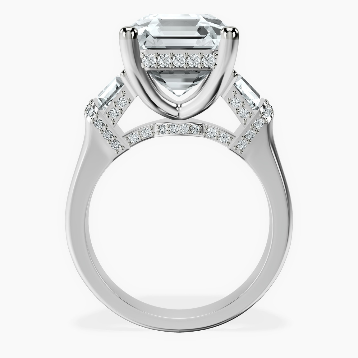 14kt White Gold Astrid Three Stone Trapezoid Lab Diamond Ring side right image one