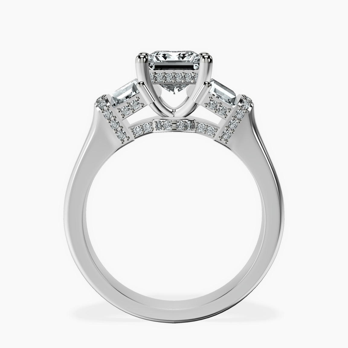 14kt White Gold Astrid Three Stone Trapezoid Lab Diamond Ring side right image one
