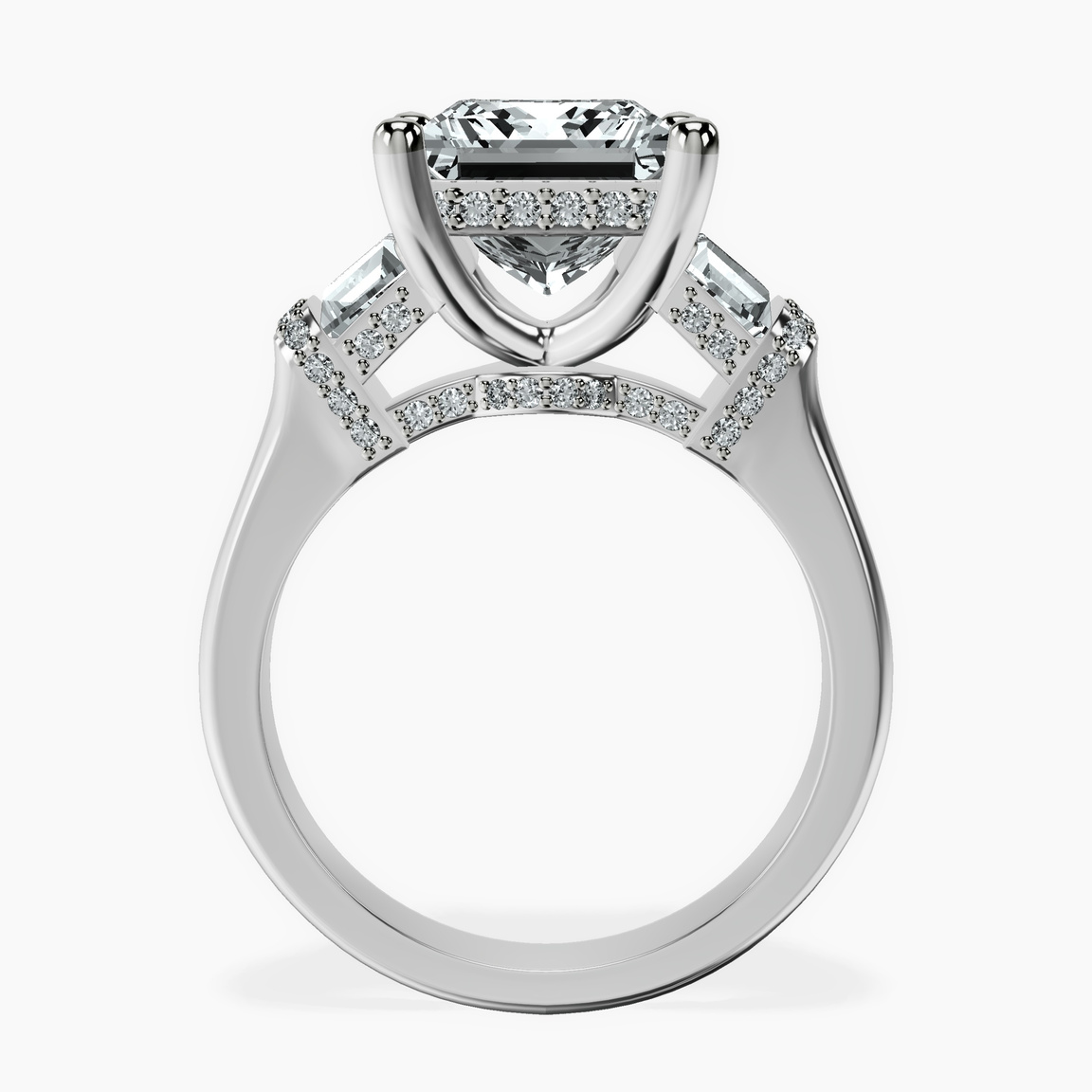10kt White Gold Astrid Three Stone Trapezoid Lab Diamond Ring side right image one