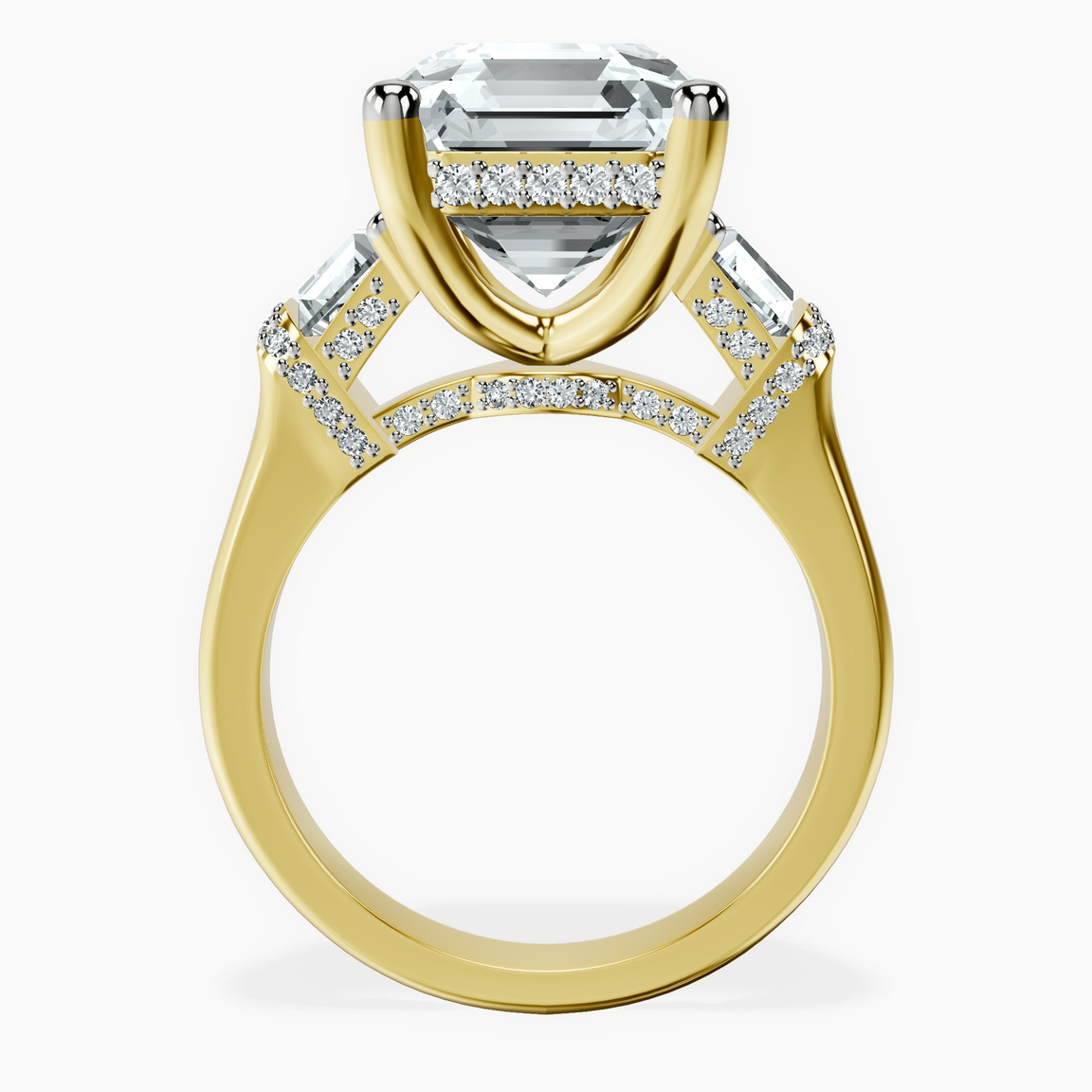 10kt Yellow Gold Astrid Three Stone Trapezoid Lab Diamond Ring side right image one