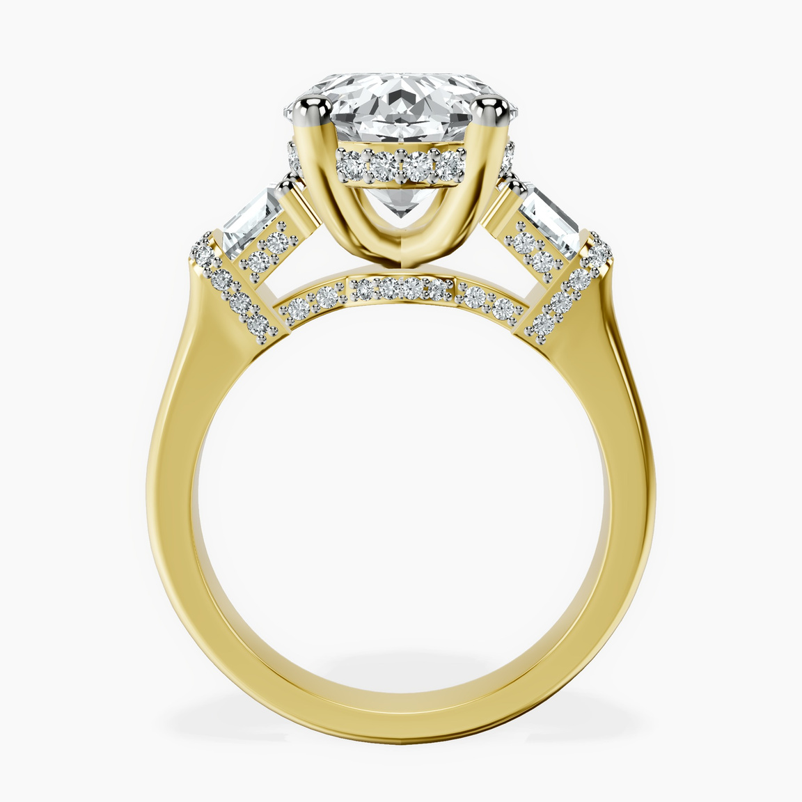 10kt Yellow Gold Astrid Three Stone Trapezoid Lab Diamond Ring side right image one