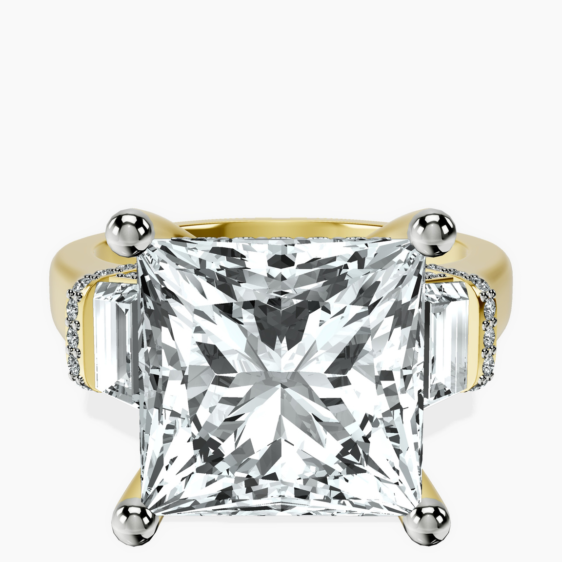 14kt Yellow Gold Astrid Three Stone Trapezoid Lab Diamond Ring front image