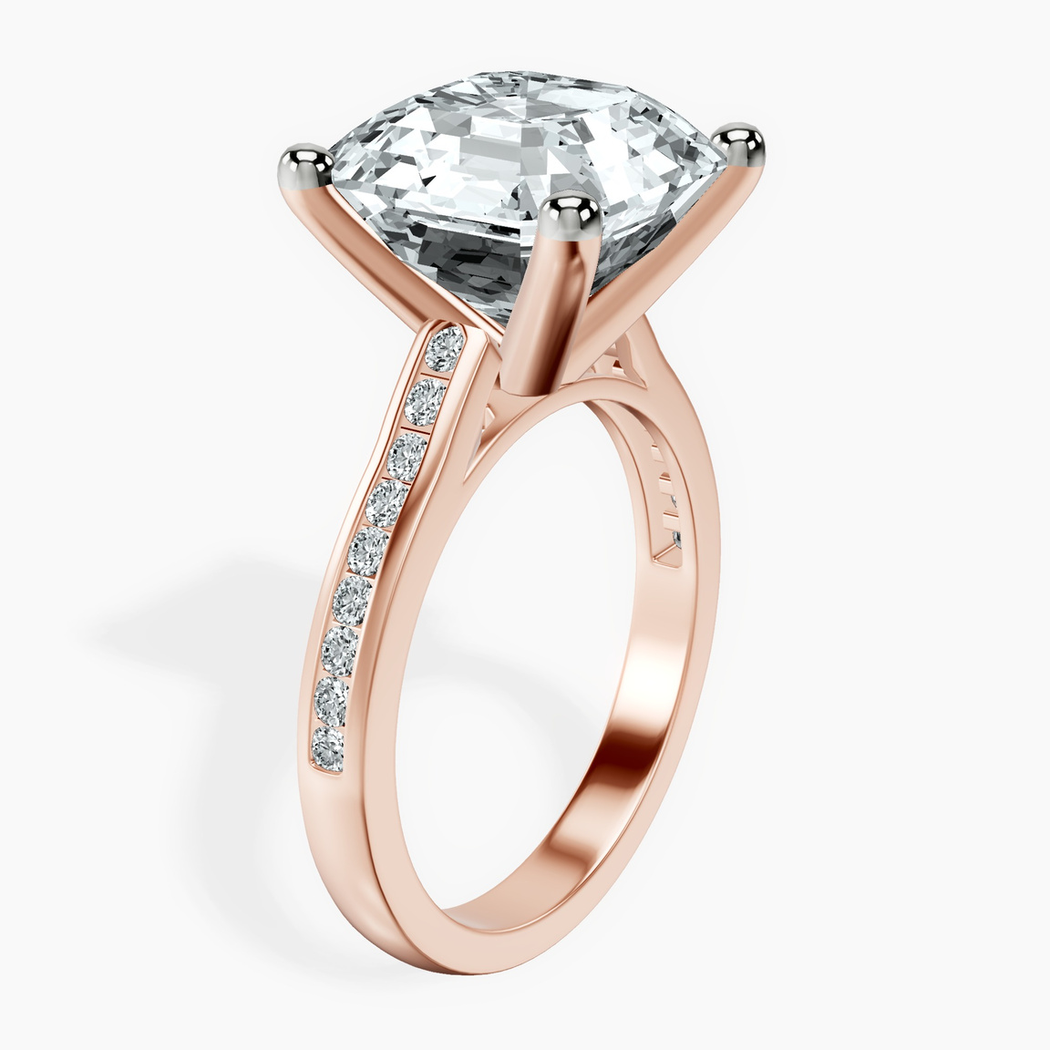 18kt Rose Gold Lucent Side Channel Set Lab Diamond Ring standing product image one