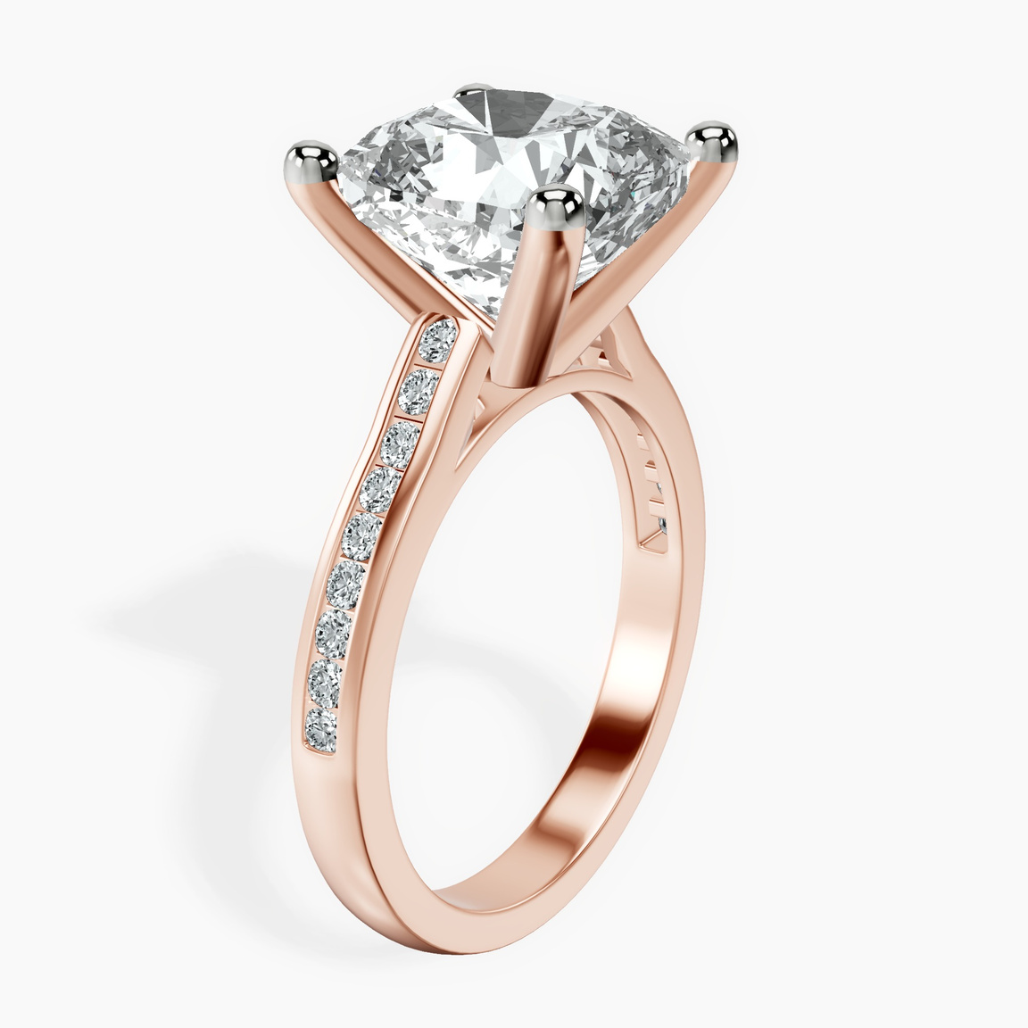 14kt Rose Gold Lucent Side Channel Set Lab Diamond Ring standing product image one