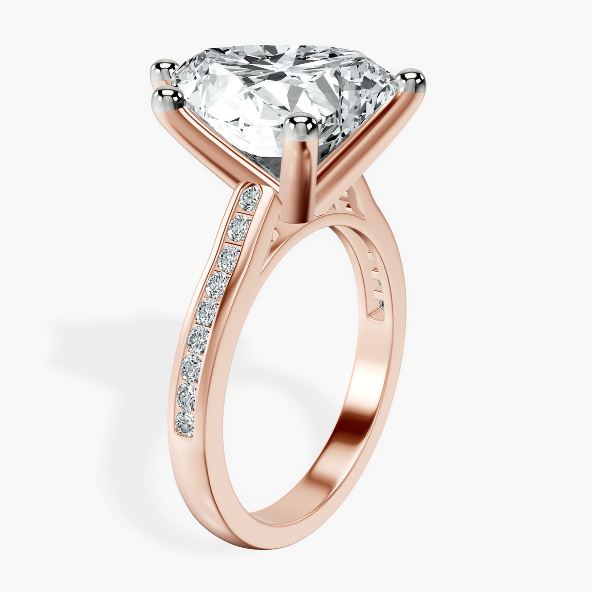 18kt Rose Gold Lucent Side Channel Set Lab Diamond Ring standing product image one