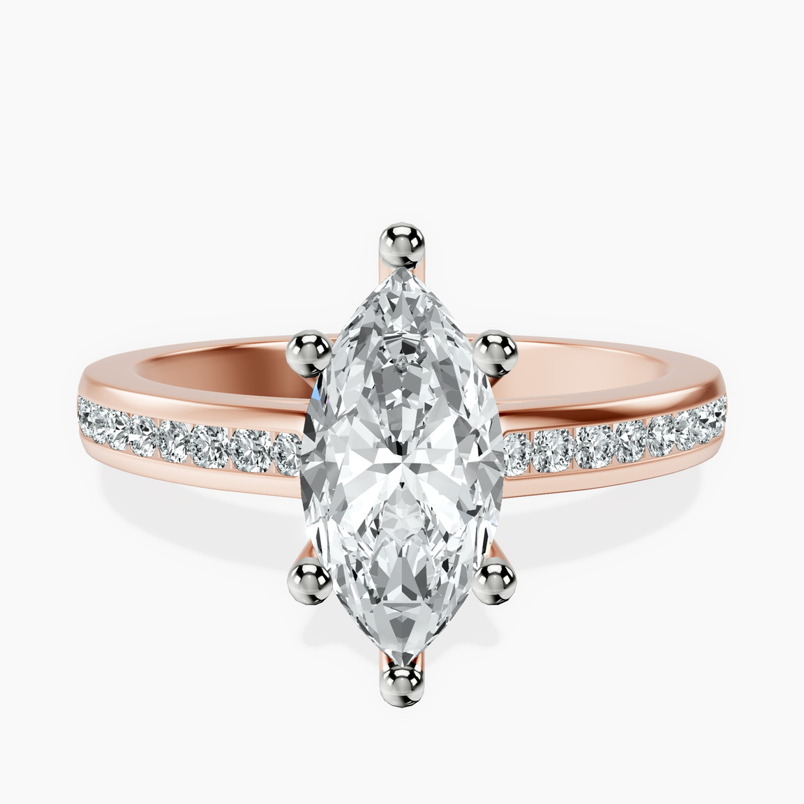 14kt Rose Gold Lucent Side Channel Set Lab Diamond Ring front image