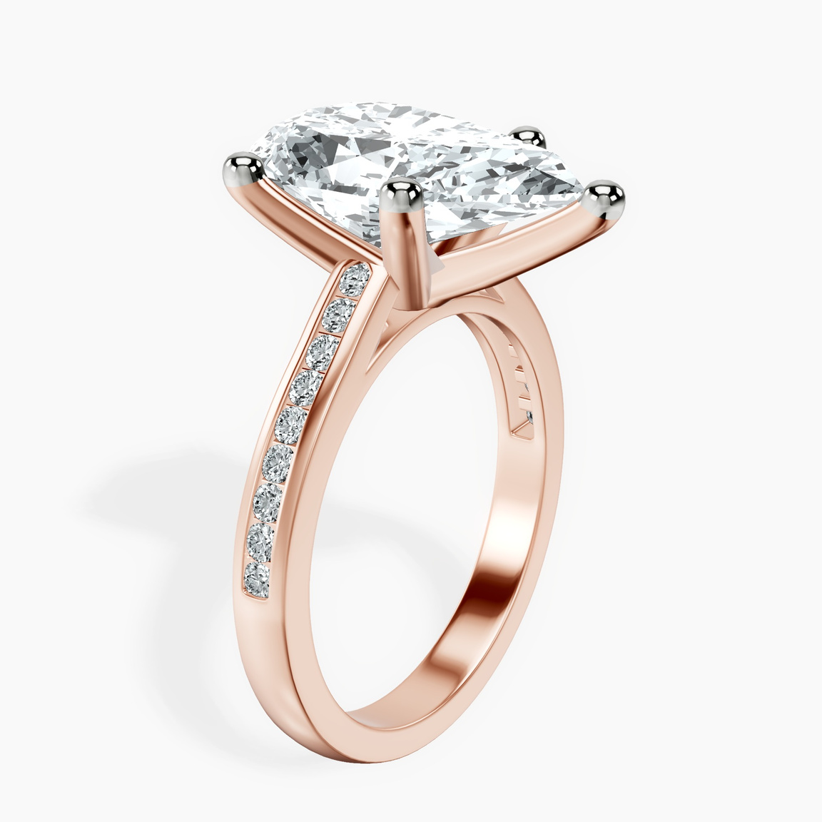 14kt Rose Gold Lucent Side Channel Set Lab Diamond Ring standing product image one