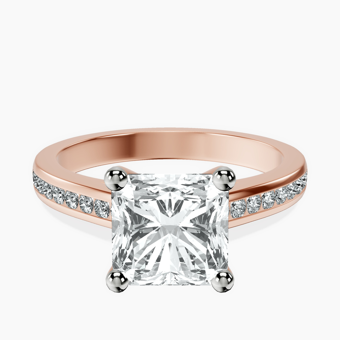 14kt Rose Gold Lucent Side Channel Set Lab Diamond Ring front image