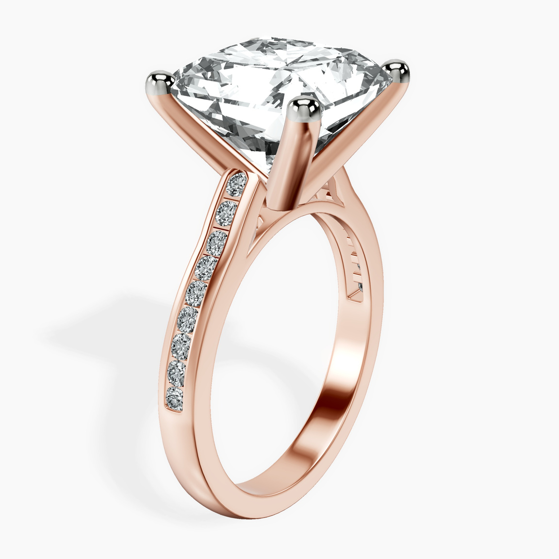 18kt Rose Gold Lucent Side Channel Set Lab Diamond Ring standing product image one