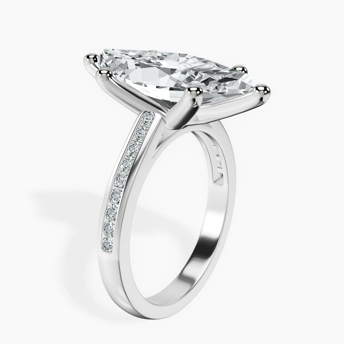 14kt White Gold Lucent Side Channel Set Lab Diamond Ring standing product image one