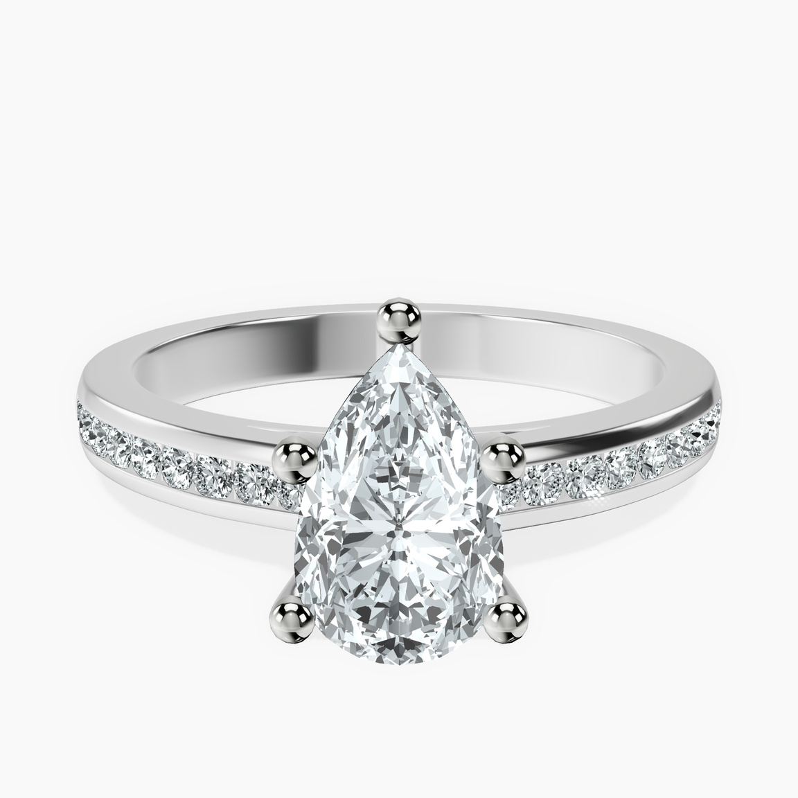 14kt White Gold Lucent Side Channel Set Lab Diamond Ring front image