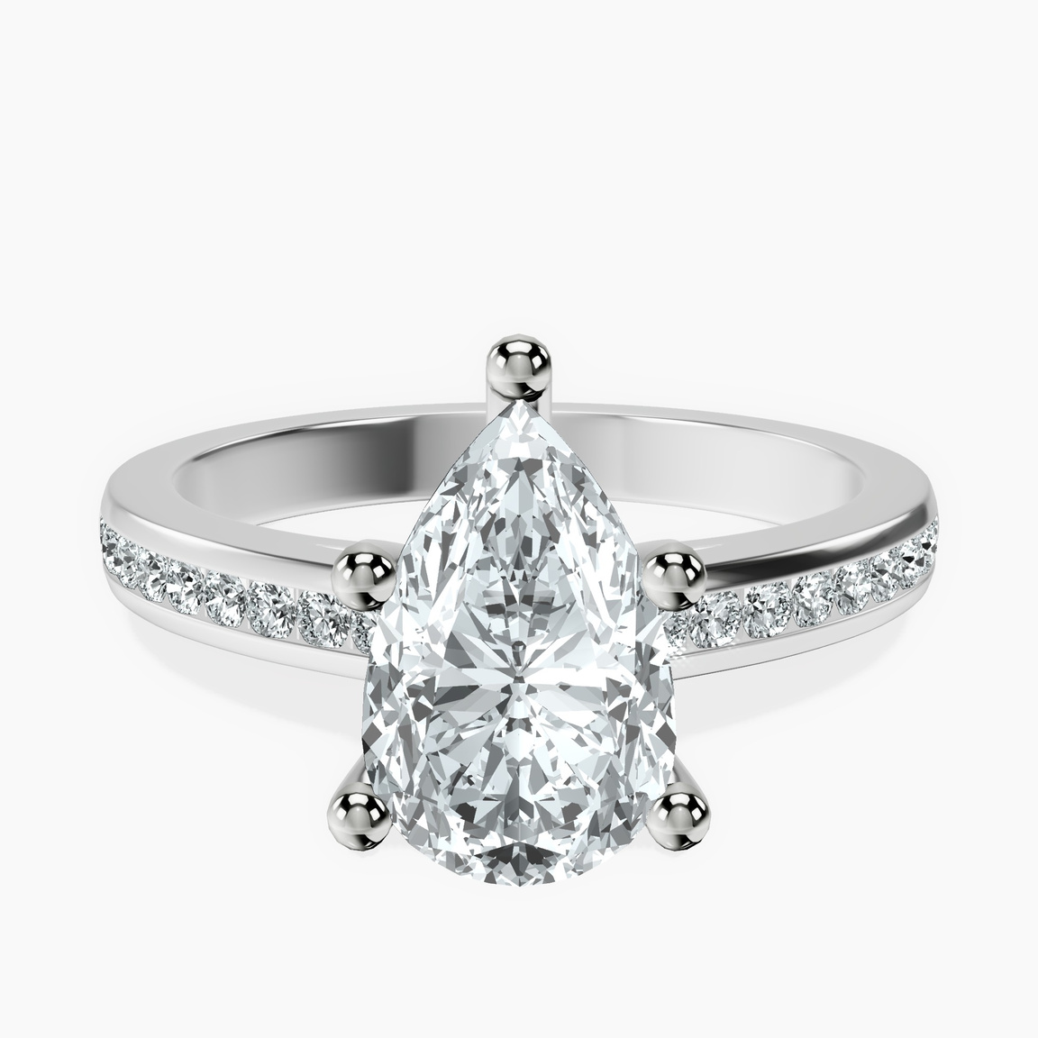 18ct White Gold Lucent Side Channel Set Lab Diamond Ring front image