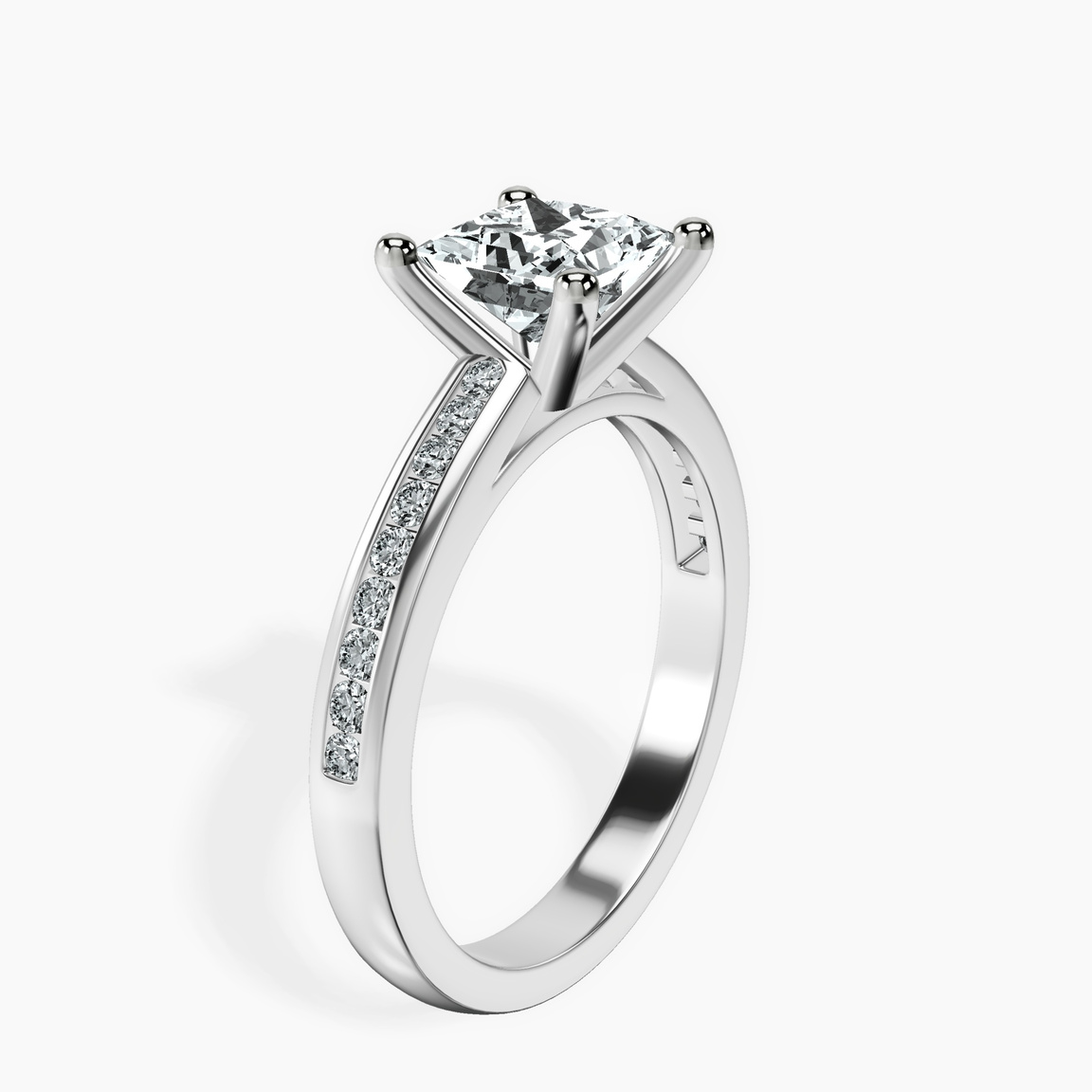 10kt White Gold Lucent Side Channel Set Lab Diamond Ring standing product image one