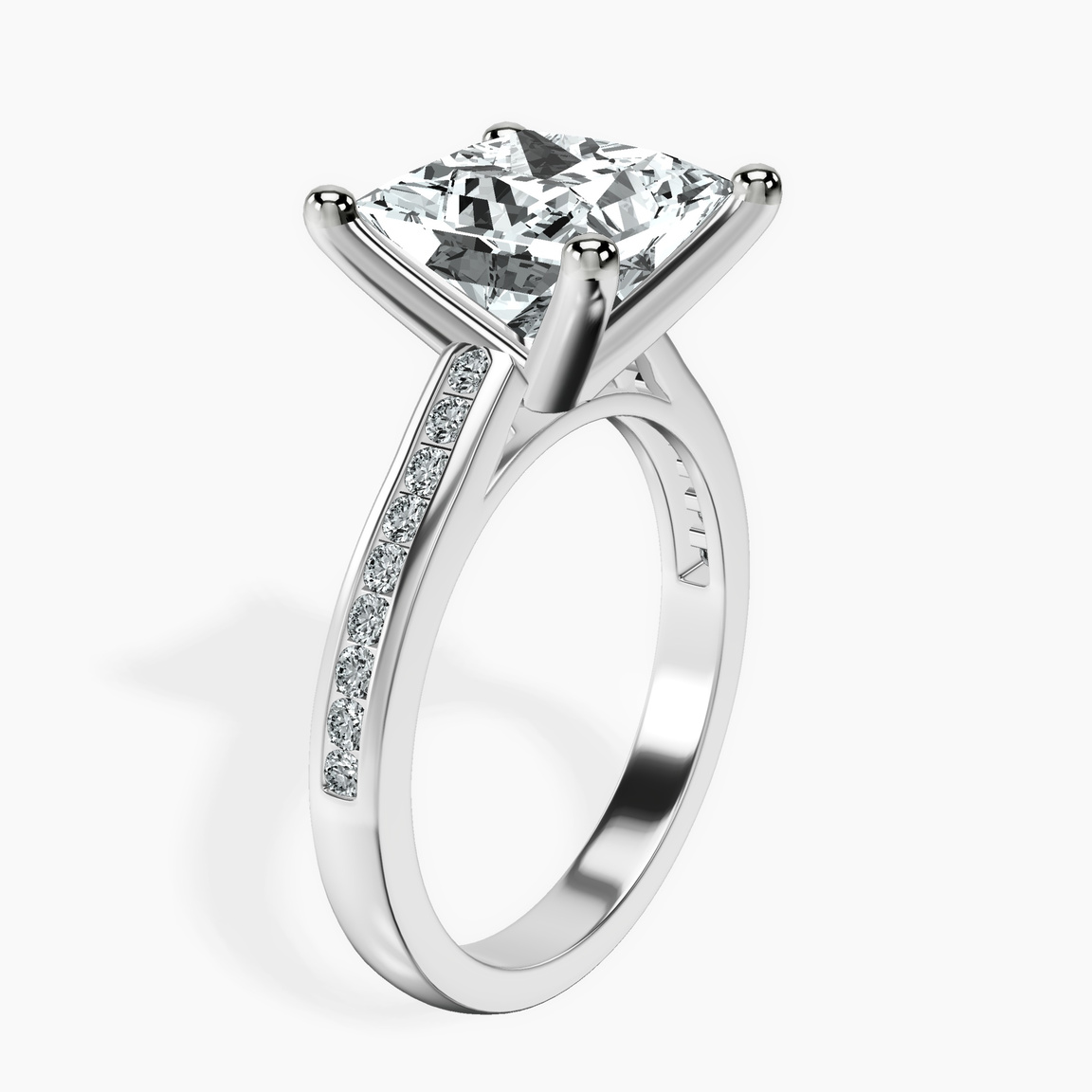 Platinum Lucent Side Channel Set Lab Diamond Ring standing product image one