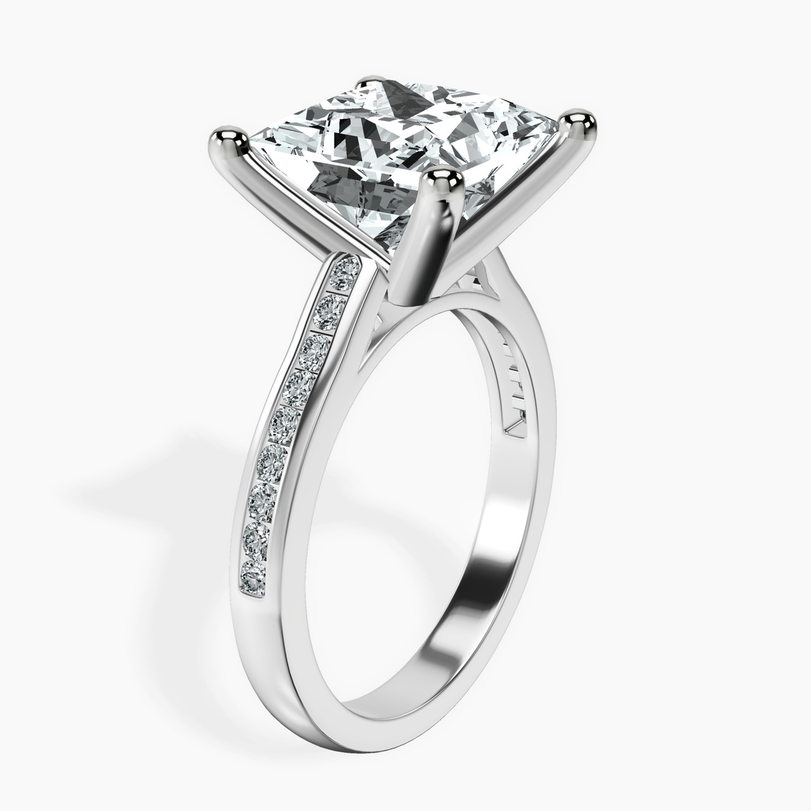 10kt White Gold Lucent Side Channel Set Lab Diamond Ring standing product image one