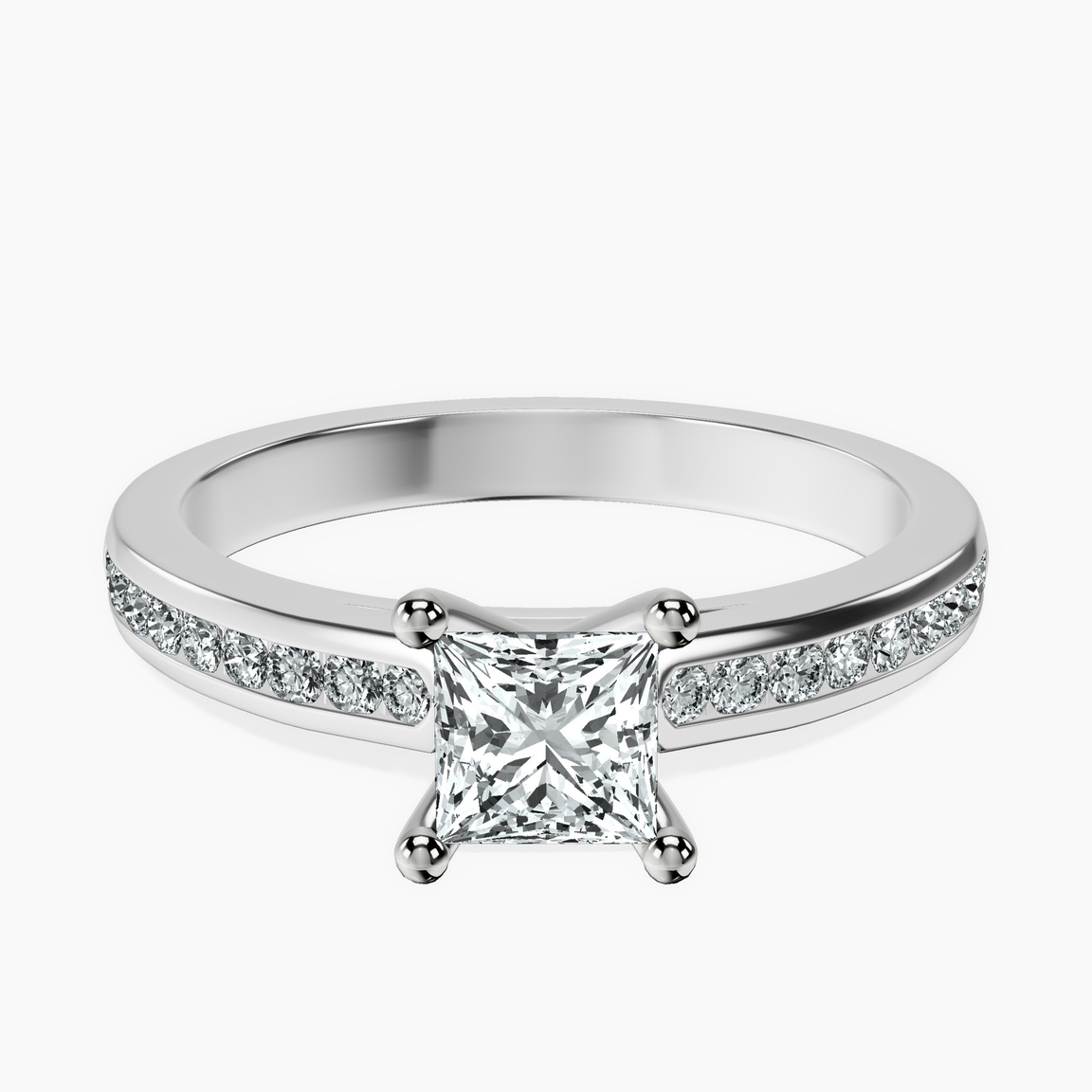 18kt White Gold Lucent Side Channel Set Lab Diamond Ring front image